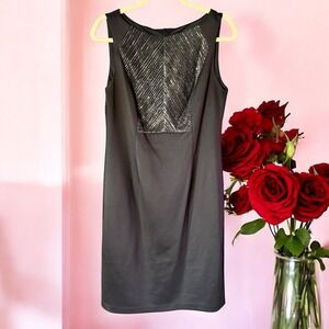 Connected Dress Women Black Chevon Silver Accent  Sleeveless Sheath Size 12